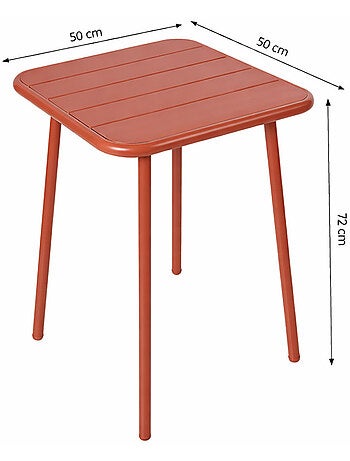 BERGAME Ensemble table de jardin carrée 50cm et 2 chaises vert
