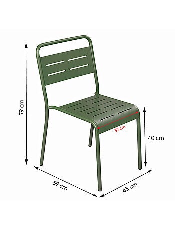 BERGAME Ensemble table de jardin carrée 50cm et 2 chaises vert