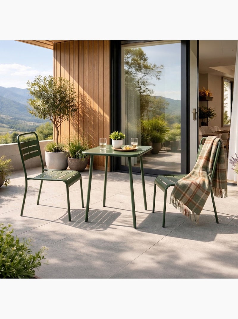 BERGAME Ensemble table de jardin carrée 50cm et 2 chaises vert Vert - Kiabi
