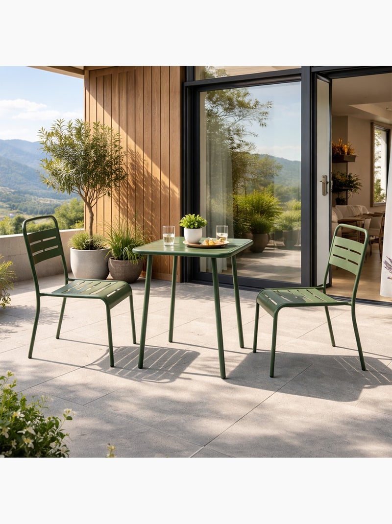 BERGAME Ensemble table de jardin carrée 50cm et 2 chaises vert Vert - Kiabi