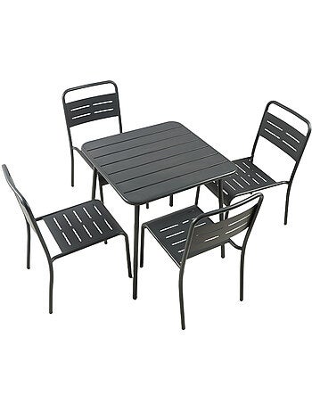 BERGAME Ensemble table de jardin carrée 70cm et 4 chaises