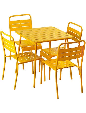 BERGAME Ensemble table de jardin carrée 70cm et 4 chaises vert