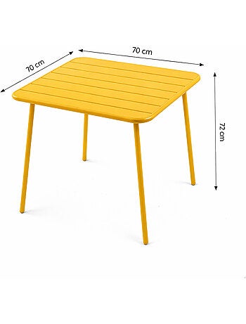 BERGAME Ensemble table de jardin carrée 70cm et 4 chaises vert