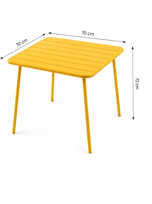 BERGAME Ensemble table de jardin carrée 70cm et 4 chaises jaune - Kiabi