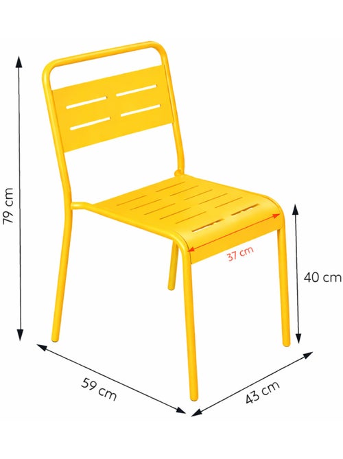BERGAME Ensemble table de jardin carrée 70cm et 4 chaises jaune - Kiabi