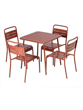 BERGAME Ensemble table de jardin carrée 70cm et 4 chaises vert