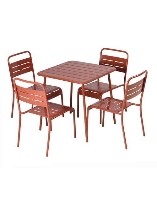 BERGAME Ensemble table de jardin carrée 70cm et 4 chaises terracotta - Kiabi