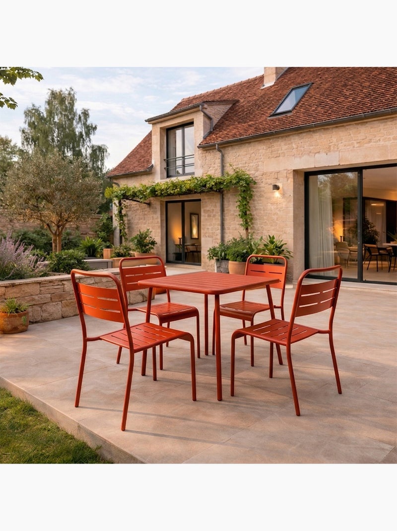 BERGAME Ensemble table de jardin carrée 70cm et 4 chaises terracotta Terracotta - Kiabi