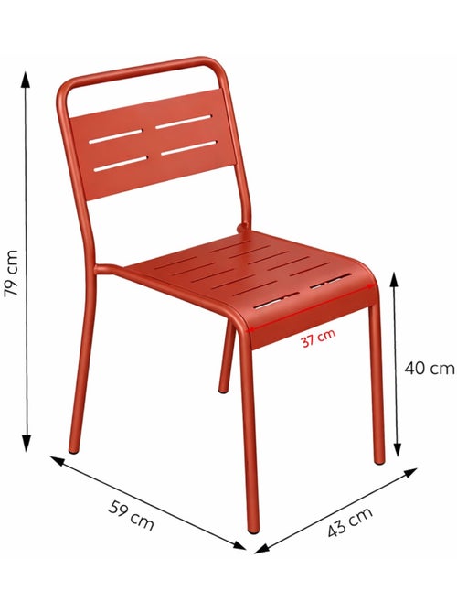 BERGAME Ensemble table de jardin carrée 70cm et 4 chaises terracotta - Kiabi
