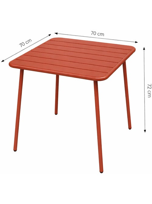 BERGAME Ensemble table de jardin carrée 70cm et 4 chaises terracotta - Kiabi