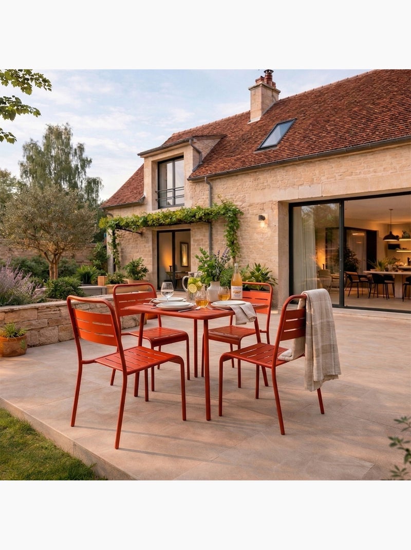 BERGAME Ensemble table de jardin carrée 70cm et 4 chaises terracotta Terracotta - Kiabi