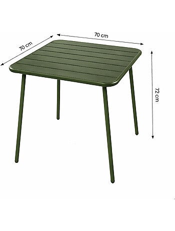 BERGAME Ensemble table de jardin carrée 70cm et 4 chaises vert