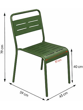 BERGAME Ensemble table de jardin carrée 70cm et 4 chaises vert