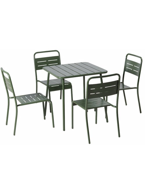 BERGAME Ensemble table de jardin carrée 70cm et 4 chaises vert - Kiabi