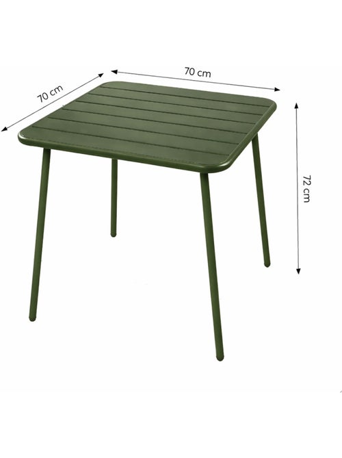 BERGAME Ensemble table de jardin carrée 70cm et 4 chaises vert - Kiabi