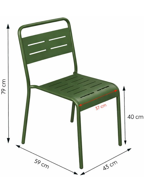 BERGAME Ensemble table de jardin carrée 70cm et 4 chaises vert - Kiabi
