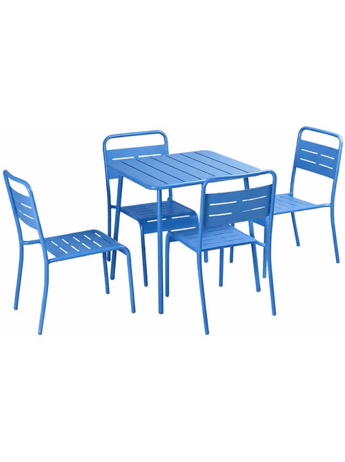 BERGAME Ensemble table de jardin carrée et 4 chaises bleu - Kiabi