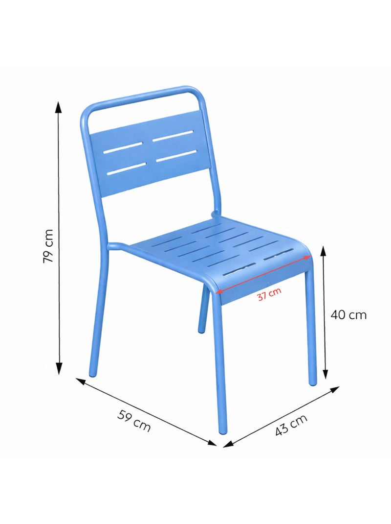 BERGAME Ensemble table de jardin carrée et 4 chaises bleu Bleu - Kiabi