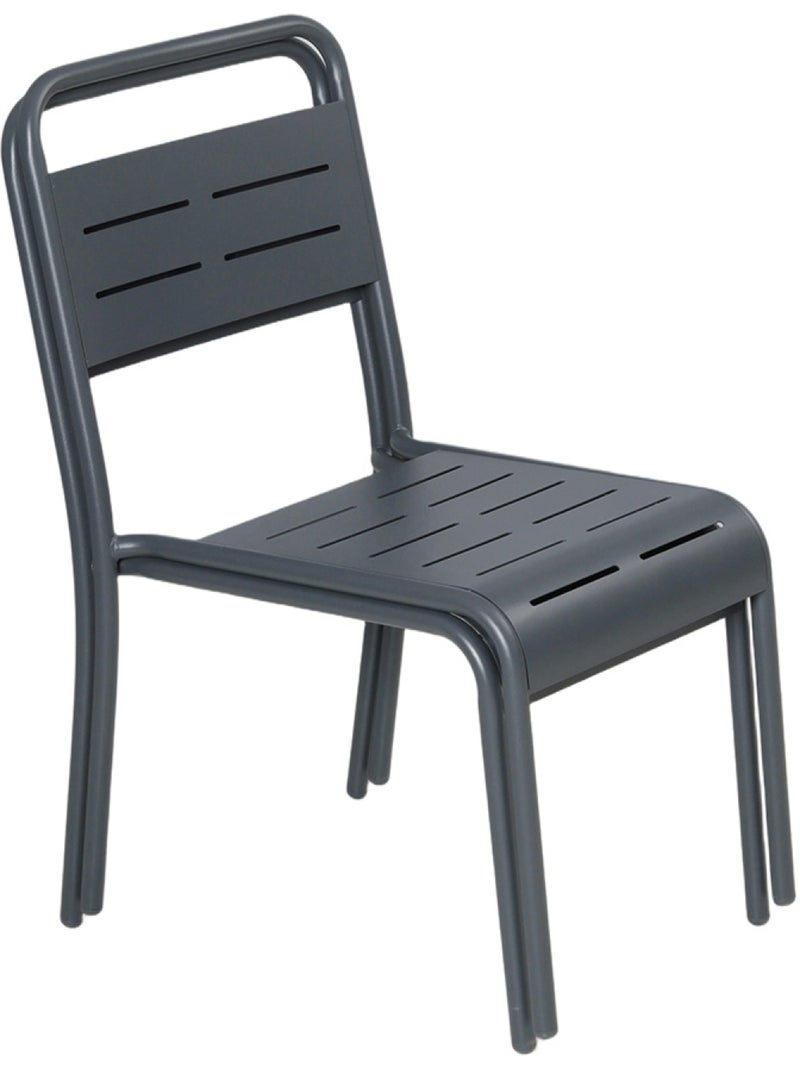 BERGAME Lot de 2 chaises de jardin empilables gris foncé Gris - Kiabi
