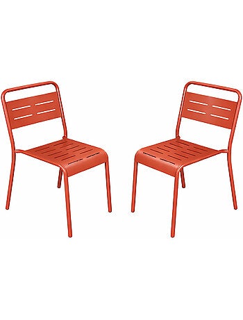 BERGAME Lot de 2 chaises de jardin empilables jaunes