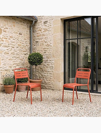 BERGAME Lot de 2 chaises de jardin empilables jaunes
