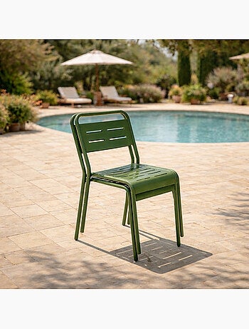 BERGAME Lot de 2 chaises de jardin empilables jaunes