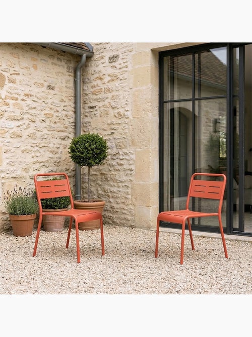 Bergame lot de 2 chaises de jardin empilables jaunes - Kiabi