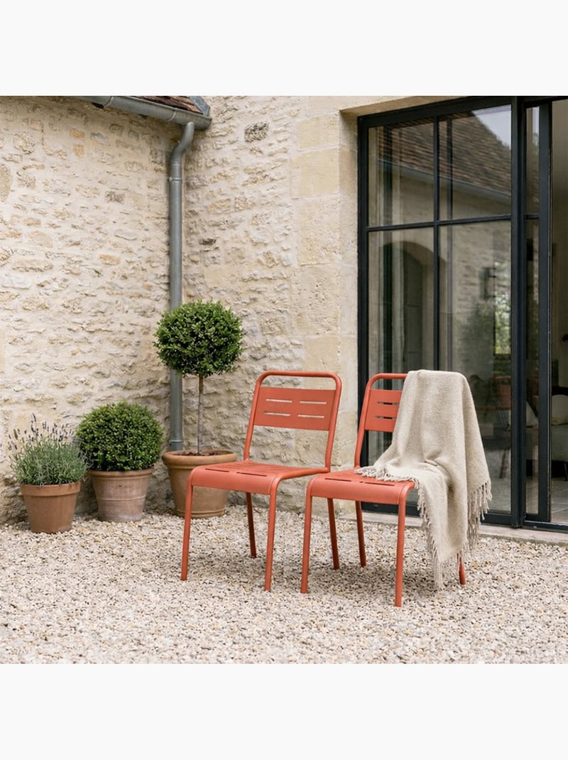 BERGAME Lot de 2 chaises de jardin empilables jaunes Jaune - Kiabi
