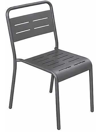 BERGAME Lot de 4 chaises de jardin empilables gris foncé
