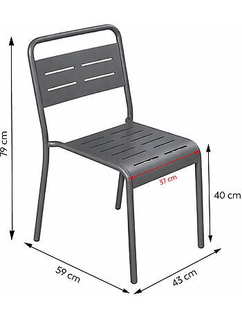 BERGAME Lot de 4 chaises de jardin empilables gris foncé