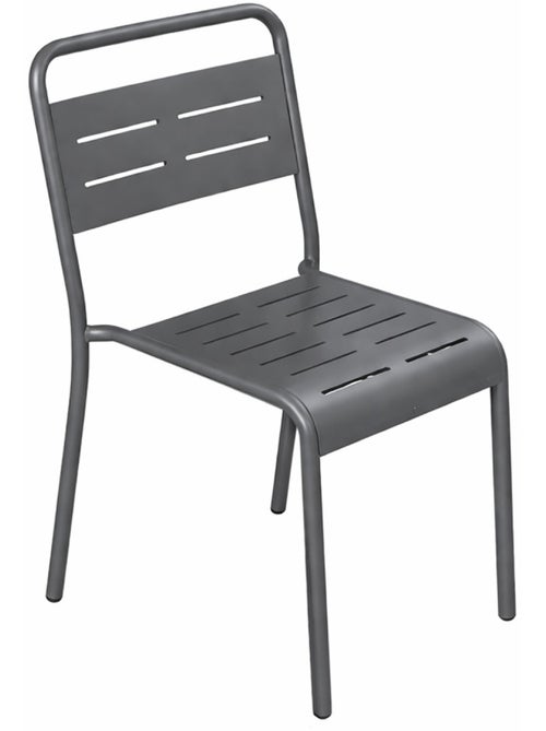 BERGAME Lot de 4 chaises de jardin empilables gris foncé - Kiabi
