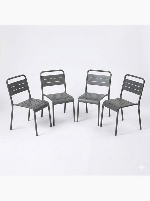 BERGAME Lot de 4 chaises de jardin empilables gris foncé - Kiabi