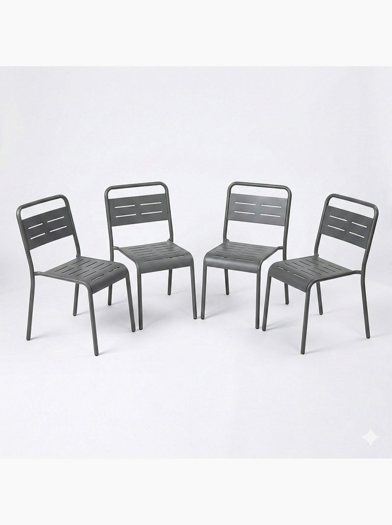 BERGAME Lot de 4 chaises de jardin empilables gris foncé Gris - Kiabi