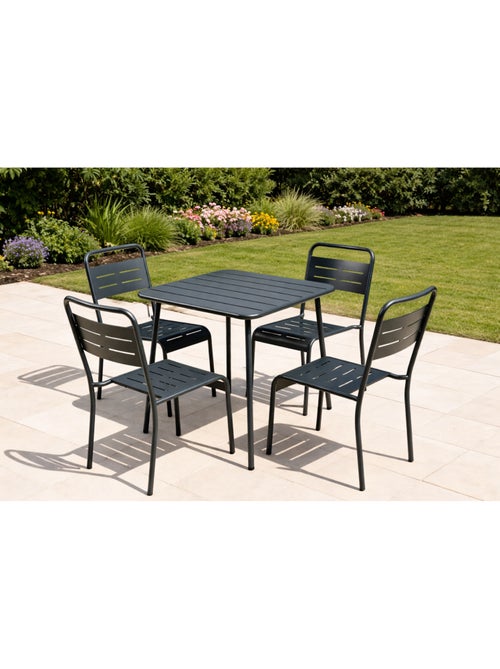 BERGAME Lot de 4 chaises de jardin empilables gris foncé - Kiabi