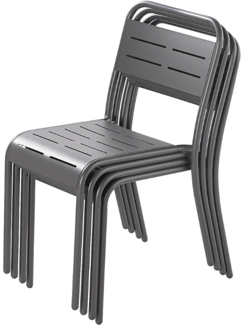 BERGAME Lot de 4 chaises en acier bleu Bleu - Kiabi