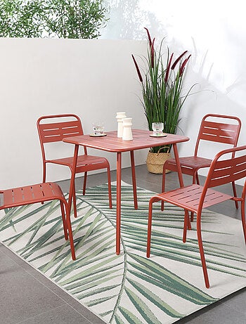 BERGAME Lot de 4 chaises salon de jardin repas terracotta