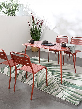 BERGAME Lot de 4 chaises salon de jardin repas terracotta