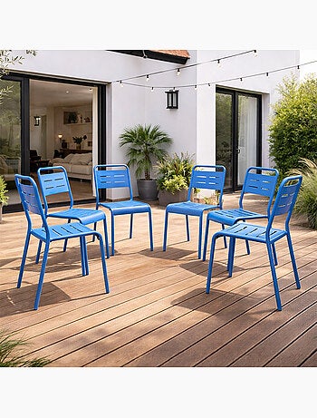 BERGAME Lot de 6 chaises de jardin empilables jaunes
