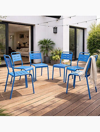 BERGAME Lot de 6 chaises de jardin empilables jaunes
