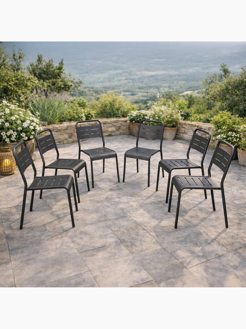 Bergame lot de 6 chaises de jardin empilables gris foncé - Kiabi