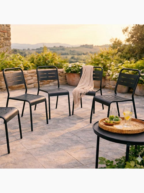 Bergame lot de 6 chaises de jardin empilables gris foncé - Kiabi