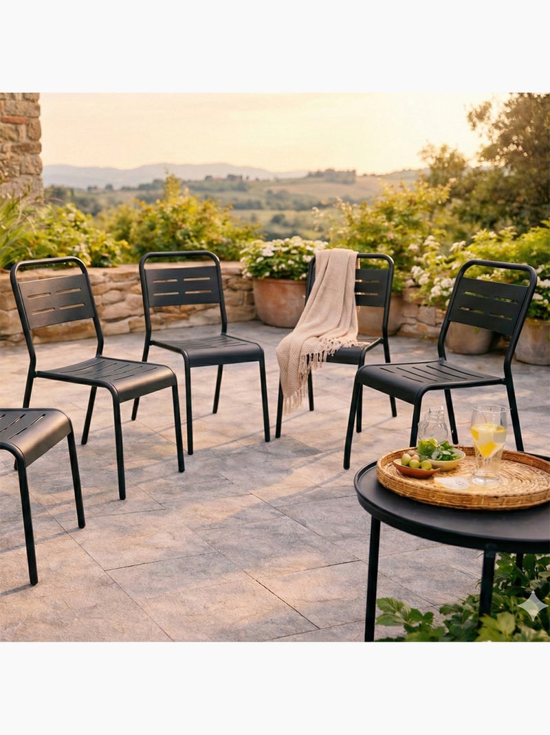 BERGAME Lot de 6 chaises de jardin empilables gris foncé Gris - Kiabi