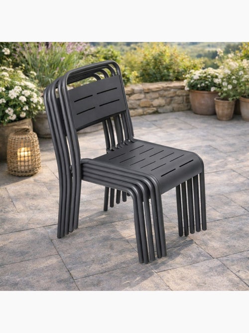 Bergame lot de 6 chaises de jardin empilables gris foncé - Kiabi