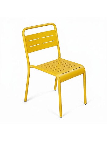 BERGAME Lot de 6 chaises de jardin empilables jaunes