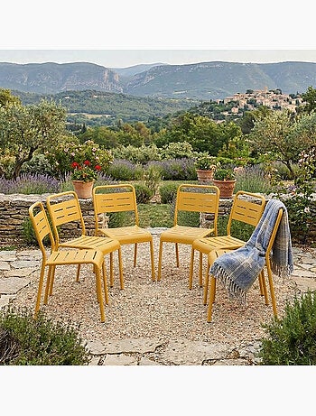 BERGAME Lot de 6 chaises de jardin empilables jaunes