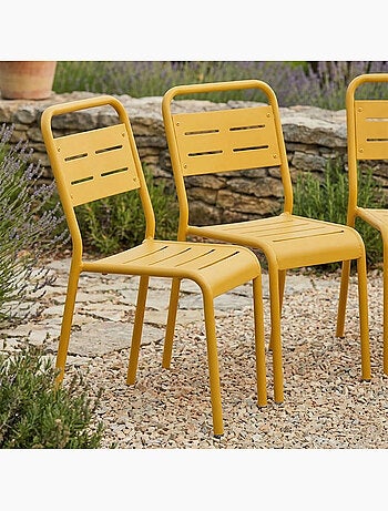 BERGAME Lot de 6 chaises de jardin empilables jaunes