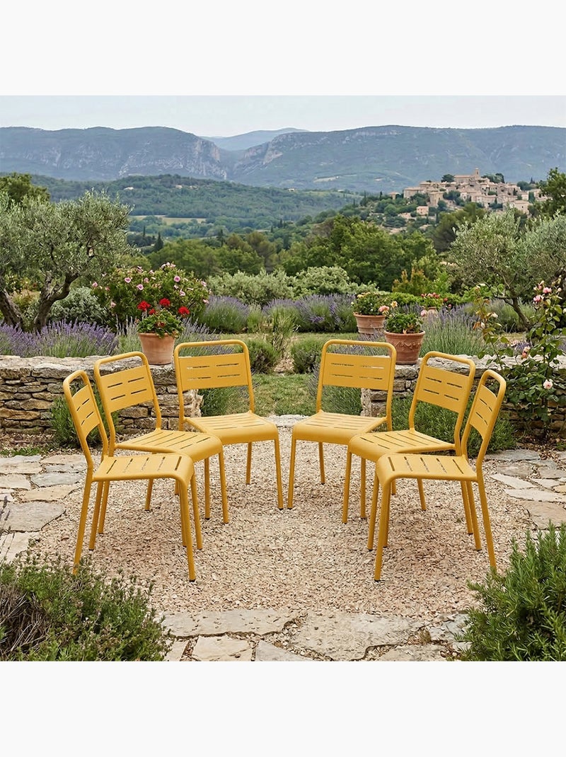 BERGAME Lot de 6 chaises de jardin empilables jaunes Jaune - Kiabi