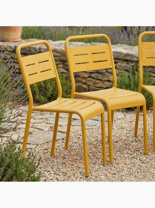 BERGAME Lot de 6 chaises de jardin empilables jaunes - Kiabi