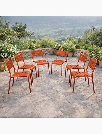 BERGAME Lot de 6 chaises de jardin empilables jaunes