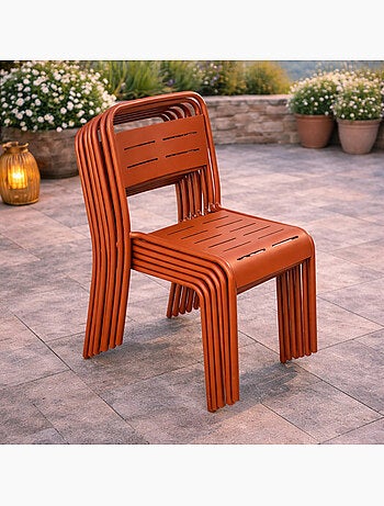 BERGAME Lot de 6 chaises de jardin empilables jaunes